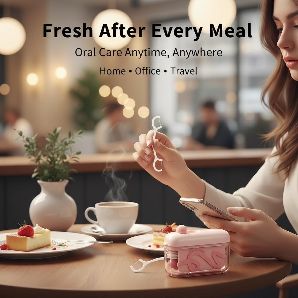 โจTravel-sized storage case - features an automatic pop-up dispenser, portable and refillable, perfect for oral care at home, in restaurants, and while traveling.