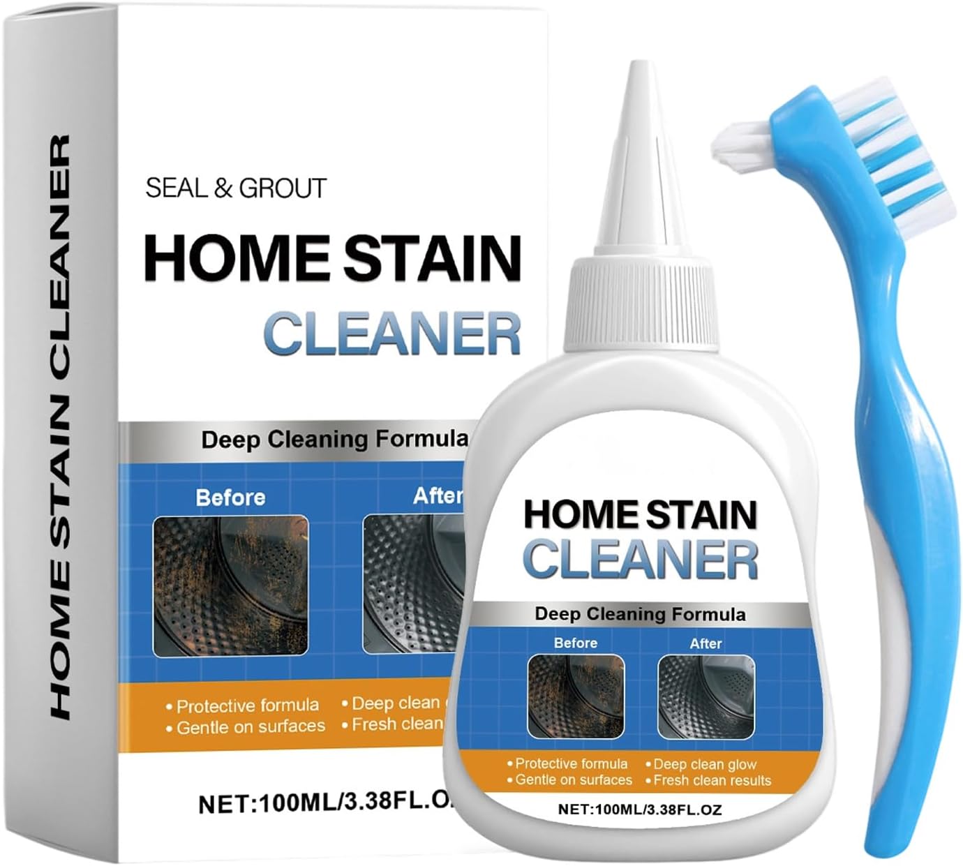 Say Goodbye to Stubborn Mold! Miracle Mold Remover Gel + Scrub Brush | Best for Shower Caulk, Tile & Washer Seals (7oz)