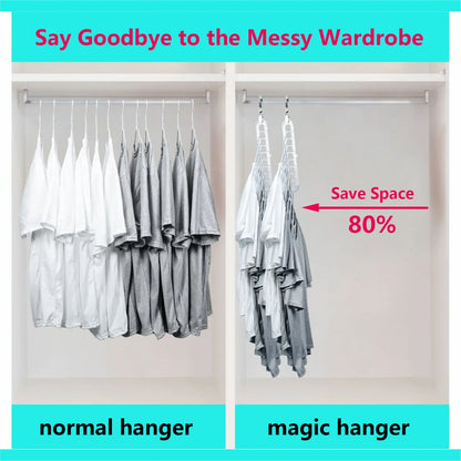 Heavy-Duty Foldable Plastic Pants Hangers with 9 Holes - Adjustable Foldable Hooks, Anti-Slip, Compact House Organizers for Jumpers, Closet - Home Storage Supplies, Balcony, Bathroom