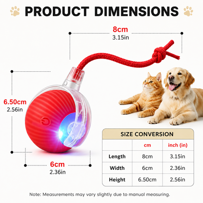 MomoNook Smart Interactive Automatic Electric Rolling Moving Rechargeable Motion Activated Self Play Electronic Stimulation Chase Teaser Ball Toy with Rope for Indoor Bored Adult Cat and Dog
