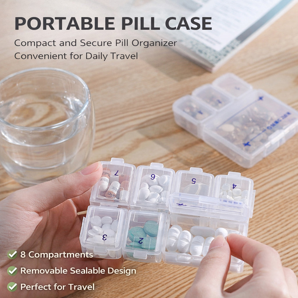 MCOIKY® Portable Weekly Pill Organizer – Travel Medicine Case with Daily Compartments