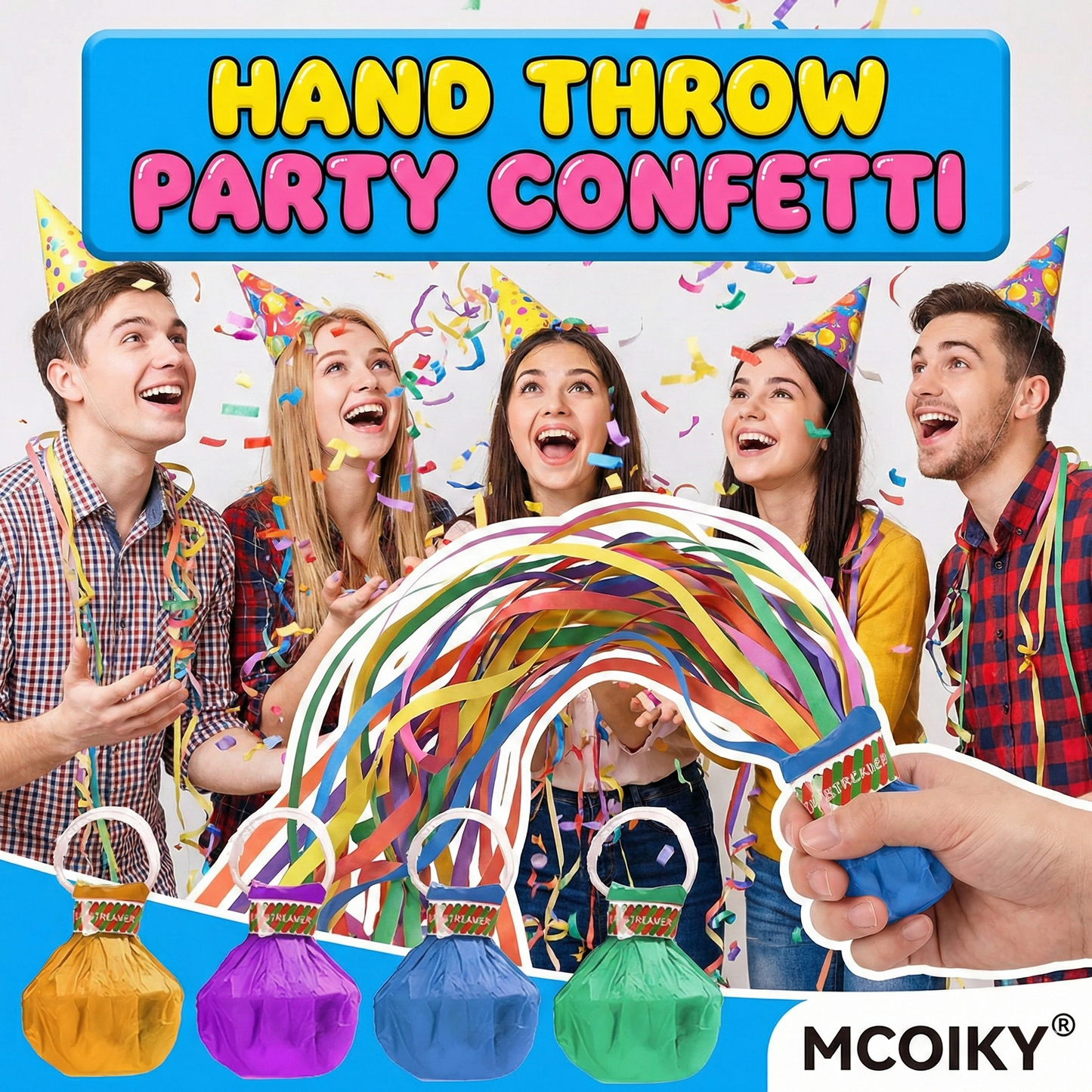 MCOIKY®Instant Party Hand Throw Confetti Streamer