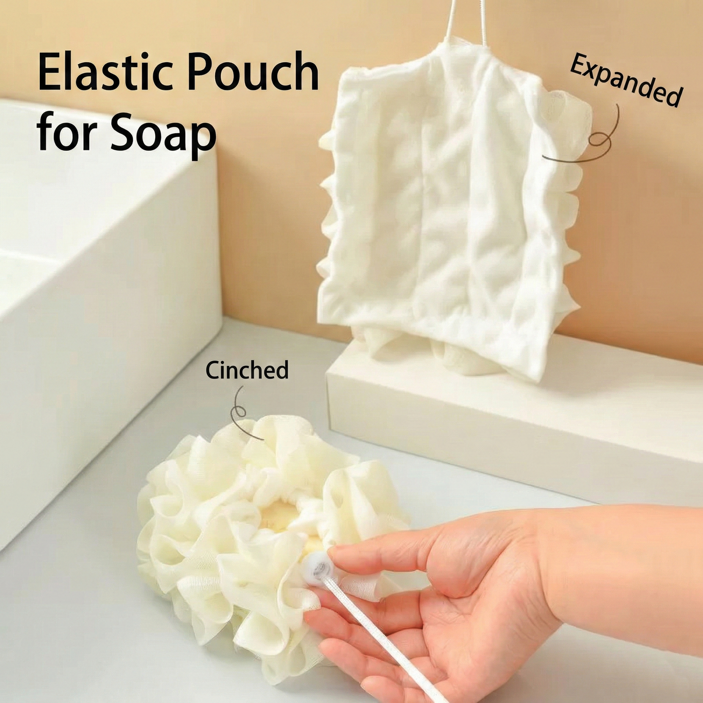 MCOIKY® 2-in-1 Shower Loofah with Built-In Soap Pocket – Soft Exfoliating Bath Pouf Sponge