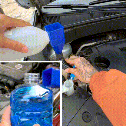 MCOIKY® Flexible Hands-Free No-Spill Liquid Funnel with Clip Lock