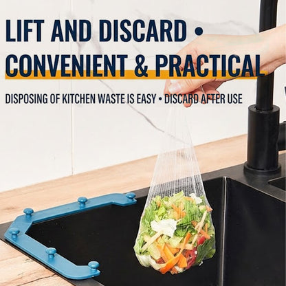 MCOIKY® Triangle Kitchen Sink Strainer Rack with Disposable Mesh Filter Bags – Prevent Clogged Drains, Catch Food Scraps & Keep Sink Clean