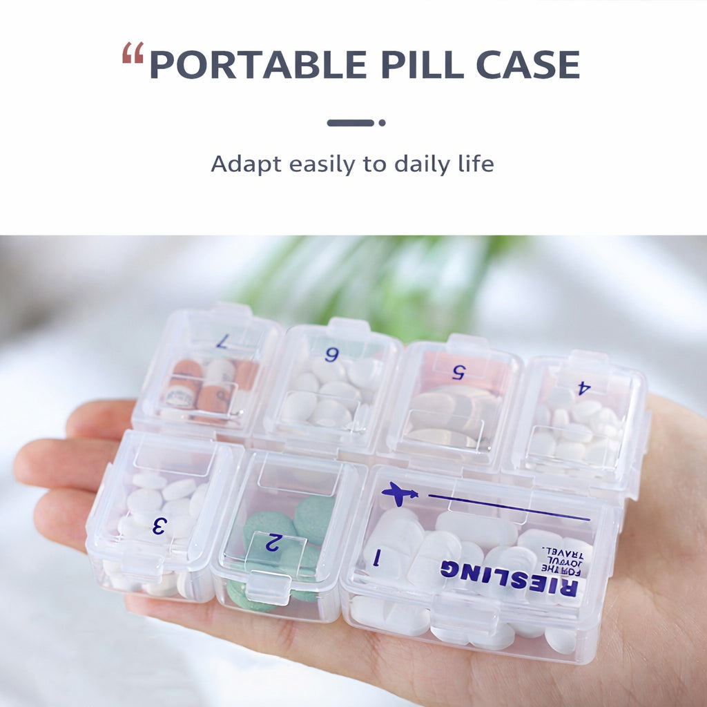 MCOIKY® Portable Weekly Pill Organizer – Travel Medicine Case with Daily Compartments