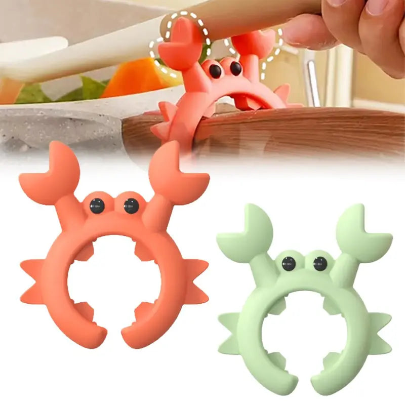 🐣 𝙀𝙖𝙨𝙩𝙚𝙧 𝙎𝙥𝙚𝙘𝙞𝙖𝙡 |Cute Crab Design Silicone Spatula Holders, 2.5in Mini Kitchen Heat-resistant Spatula Rack Spoon Rest Holder Steam Releaser, Cooking Accessory for Home Chefs, Cooking Accessories Gifts