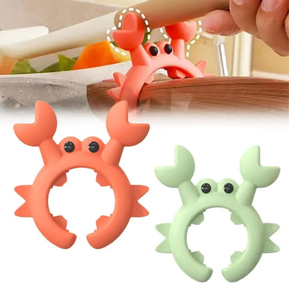 🐣 𝙀𝙖𝙨𝙩𝙚𝙧 𝙎𝙥𝙚𝙘𝙞𝙖𝙡 |Cute Crab Design Silicone Spatula Holders, 2.5in Mini Kitchen Heat-resistant Spatula Rack Spoon Rest Holder Steam Releaser, Cooking Accessory for Home Chefs, Cooking Accessories Gifts
