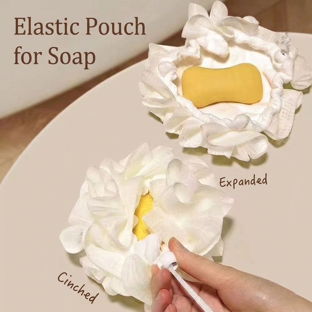 MCOIKY® 2-in-1 Shower Loofah with Built-In Soap Pocket – Soft Exfoliating Bath Pouf Sponge