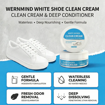 Multipurpose No-Wash White Shoe Cleaner Cream with Built-in Sponge for Leather Silicon Car Interiors 160g Mild Formula Gentle Non-Irritating Eco-Friendly