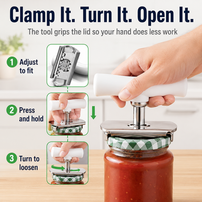 🎁for Seniors with Arthritis, Bottle Opener for Weak Hands, Kitchen Gadget With Lid Opener Tool, Adjustable Grip Stainless Steel for Opening, Fits 1-4 Inch