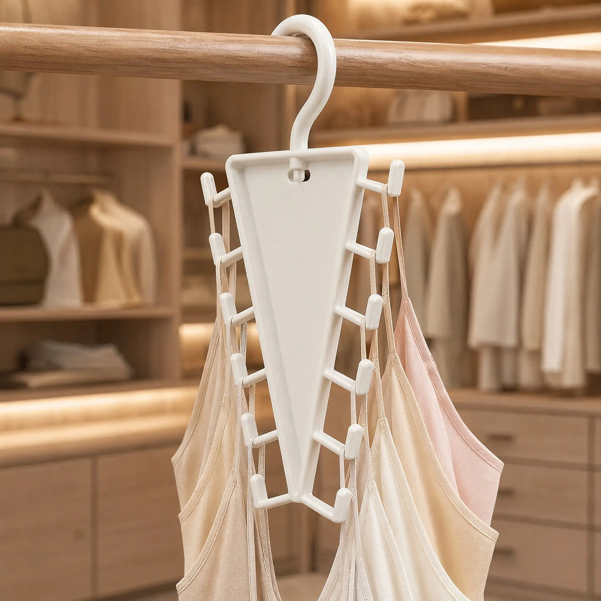 V Shaped Double-Sided Closet Organizer Hanger, 360° Rotatable Space Saving Clothes Hanger Organizer, Multi-Layer Vertical Storage Rack with 12 Hooks for Shirts, Jackets, Pants