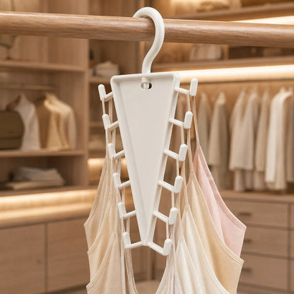 V Shaped Double-Sided Closet Organizer Hanger, 360° Rotatable Space Saving Clothes Hanger Organizer, Multi-Layer Vertical Storage Rack with 12 Hooks for Shirts, Jackets, Pants