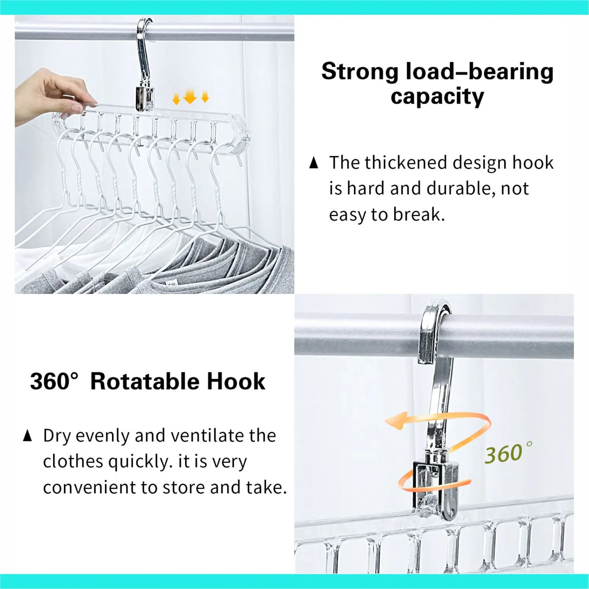 Heavy-Duty Foldable Plastic Pants Hangers with 9 Holes - Adjustable Foldable Hooks, Anti-Slip, Compact House Organizers for Jumpers, Closet - Home Storage Supplies, Balcony, Bathroom