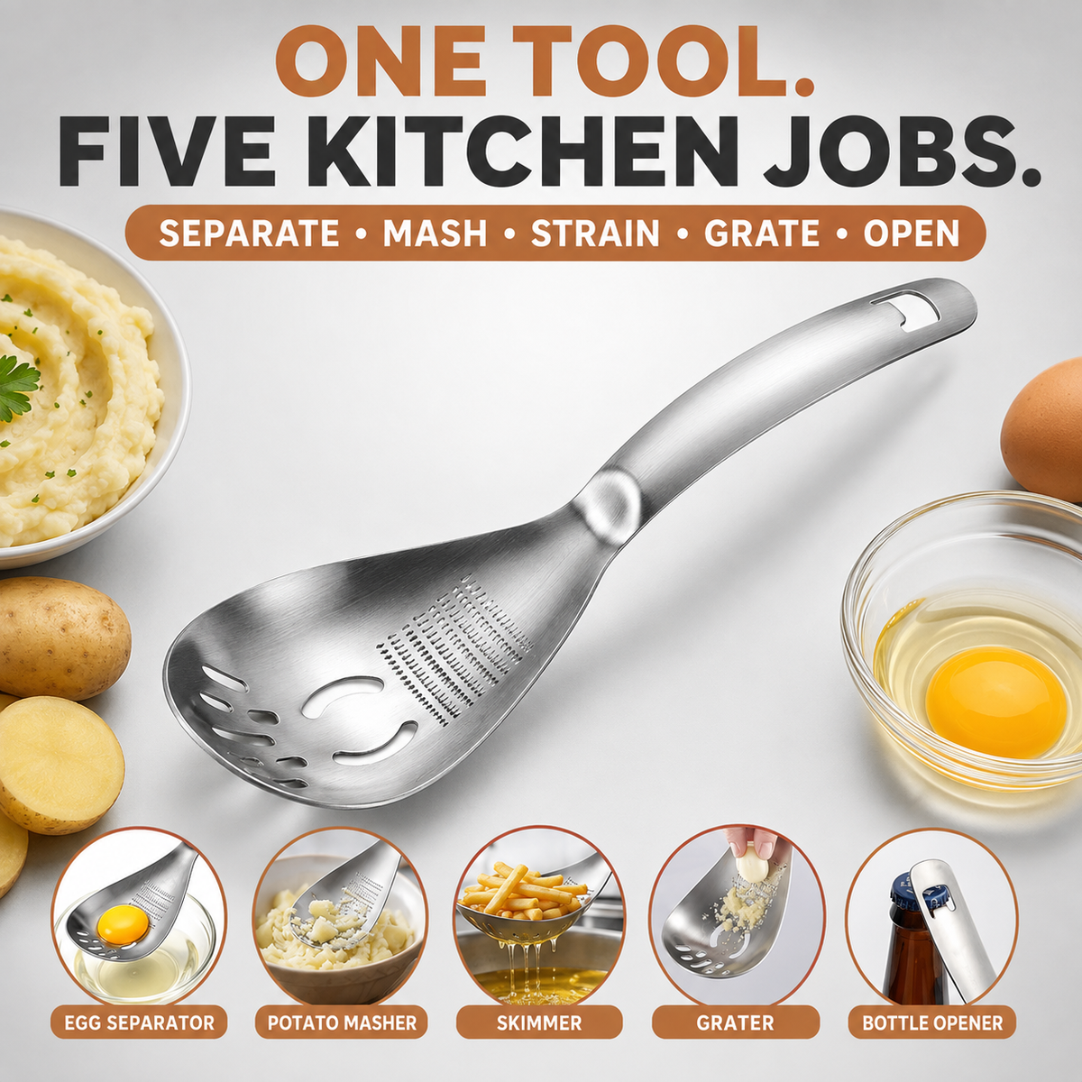 5-in-1 Magnetic Garlic Peeler & Ginger Scraper | Odor-Free Kitchen Tweezers & Root Prep Tool