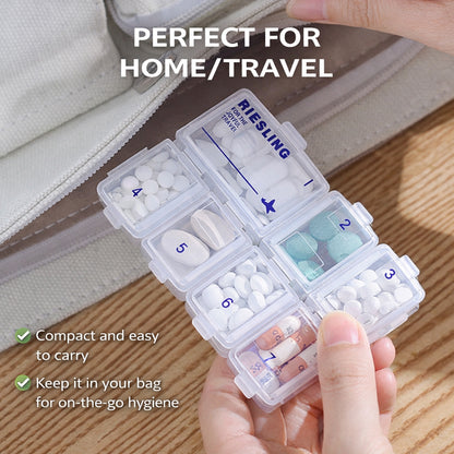 MCOIKY® Portable Weekly Pill Organizer – Travel Medicine Case with Daily Compartments