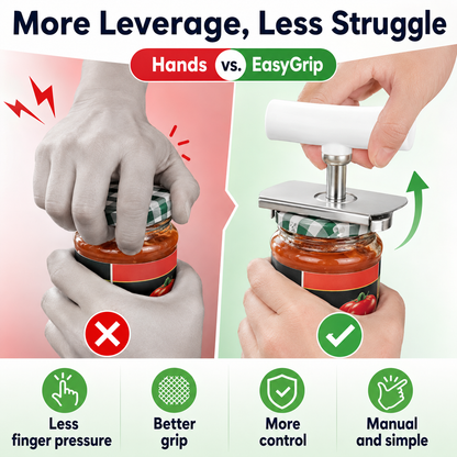 🎁for Seniors with Arthritis, Bottle Opener for Weak Hands, Kitchen Gadget With Lid Opener Tool, Adjustable Grip Stainless Steel for Opening, Fits 1-4 Inch