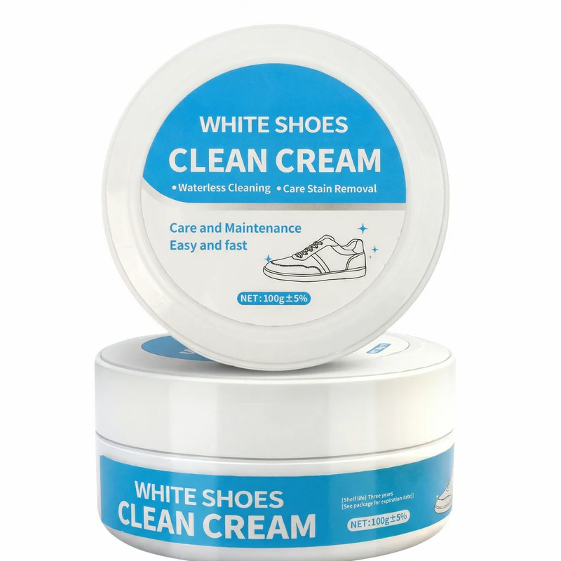 Multipurpose No-Wash White Shoe Cleaner Cream with Built-in Sponge for Leather Silicon Car Interiors 160g Mild Formula Gentle Non-Irritating Eco-Friendly