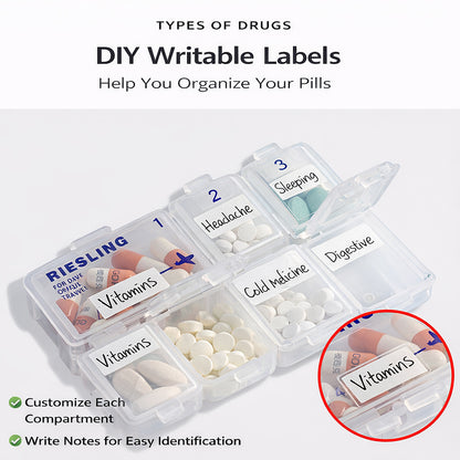 MCOIKY® Portable Weekly Pill Organizer – Travel Medicine Case with Daily Compartments