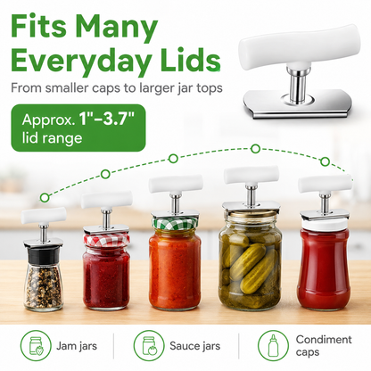🎁for Seniors with Arthritis, Bottle Opener for Weak Hands, Kitchen Gadget With Lid Opener Tool, Adjustable Grip Stainless Steel for Opening, Fits 1-4 Inch