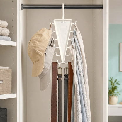 V Shaped Double-Sided Closet Organizer Hanger, 360° Rotatable Space Saving Clothes Hanger Organizer, Multi-Layer Vertical Storage Rack with 12 Hooks for Shirts, Jackets, Pants