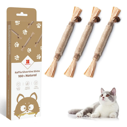 (𝙎𝙥𝙚𝙘𝙞𝙖𝙡 𝙋𝙧𝙤𝙢𝙤𝙩𝙞𝙤𝙣💖)MomoNook Natural Silvervine Stick Cat Chew Toys, Teeth Cleaning & Dental Care for Kittens & Cats #backtoschool