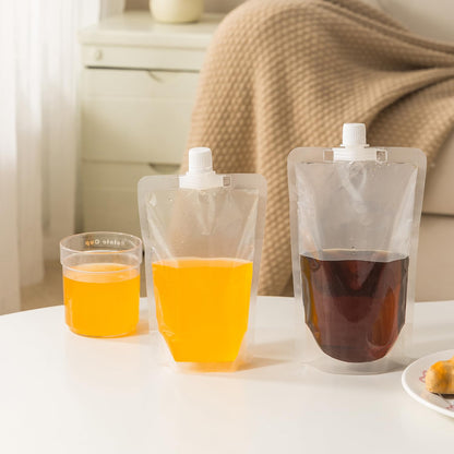 10 Counts Reusable Plastic Pouches, Versatile Liquid Carriers for Picnics and Outings