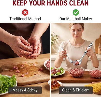 MCOIKY®Meatball Maker Spoon Stainless Steel Non-Stick Creativity Cooking Tools Kitchen Supplies Accessories Spoon with Hole Balls Stainless Steel