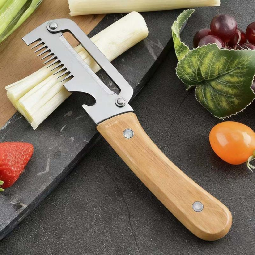 (𝙎𝙥𝙚𝙘𝙞𝙖𝙡 𝙋𝙧𝙤𝙢𝙤𝙩𝙞𝙤𝙣💖)NiftyCuration 2-in-1 Stainless Steel Vegetable Peeler with Wooden Handle & Bottle Opener