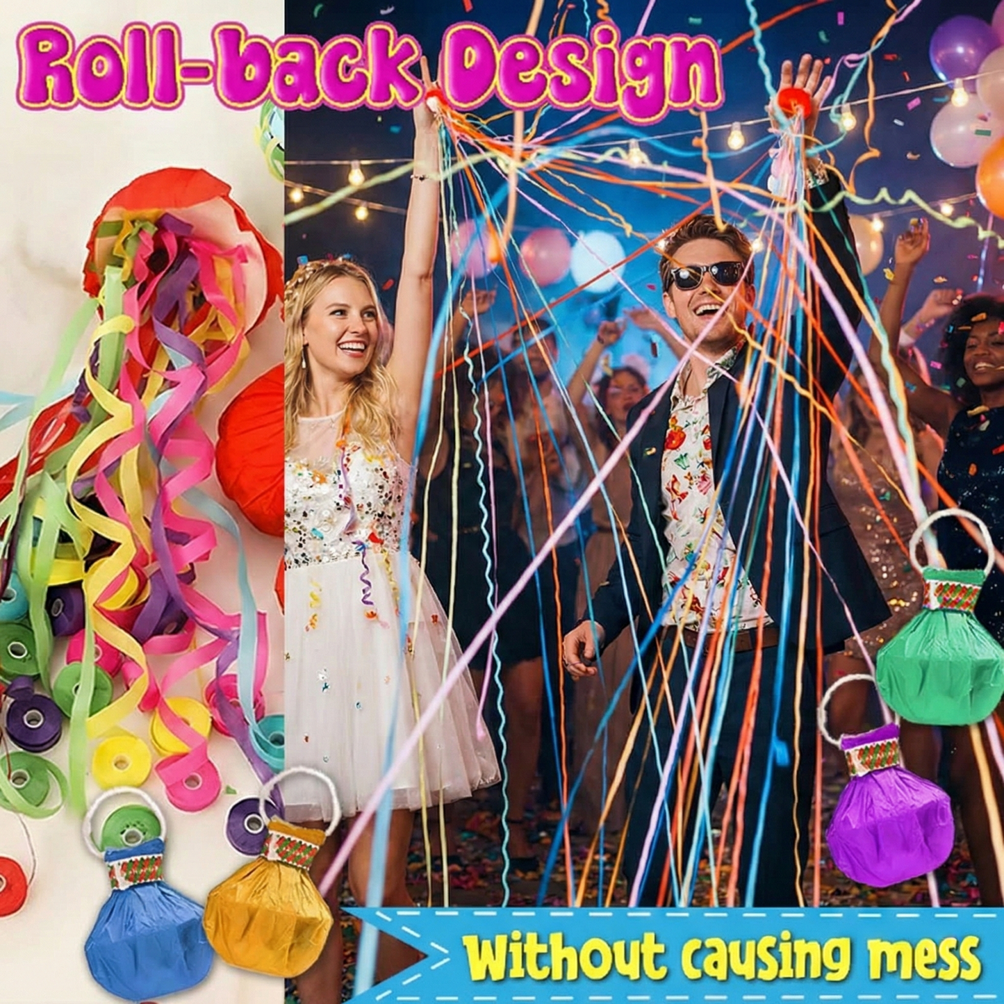 MCOIKY®Instant Party Hand Throw Confetti Streamer