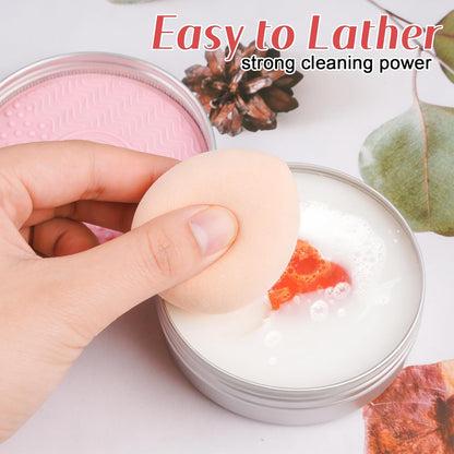 Makeup Brush Cleaner Soap with Silicone Mat, Deeply Cleans Waterproof Makeup for Synthetic & Natural Brushes & Sponges – Vegan, Cruelty-Free & Easy-Rinse