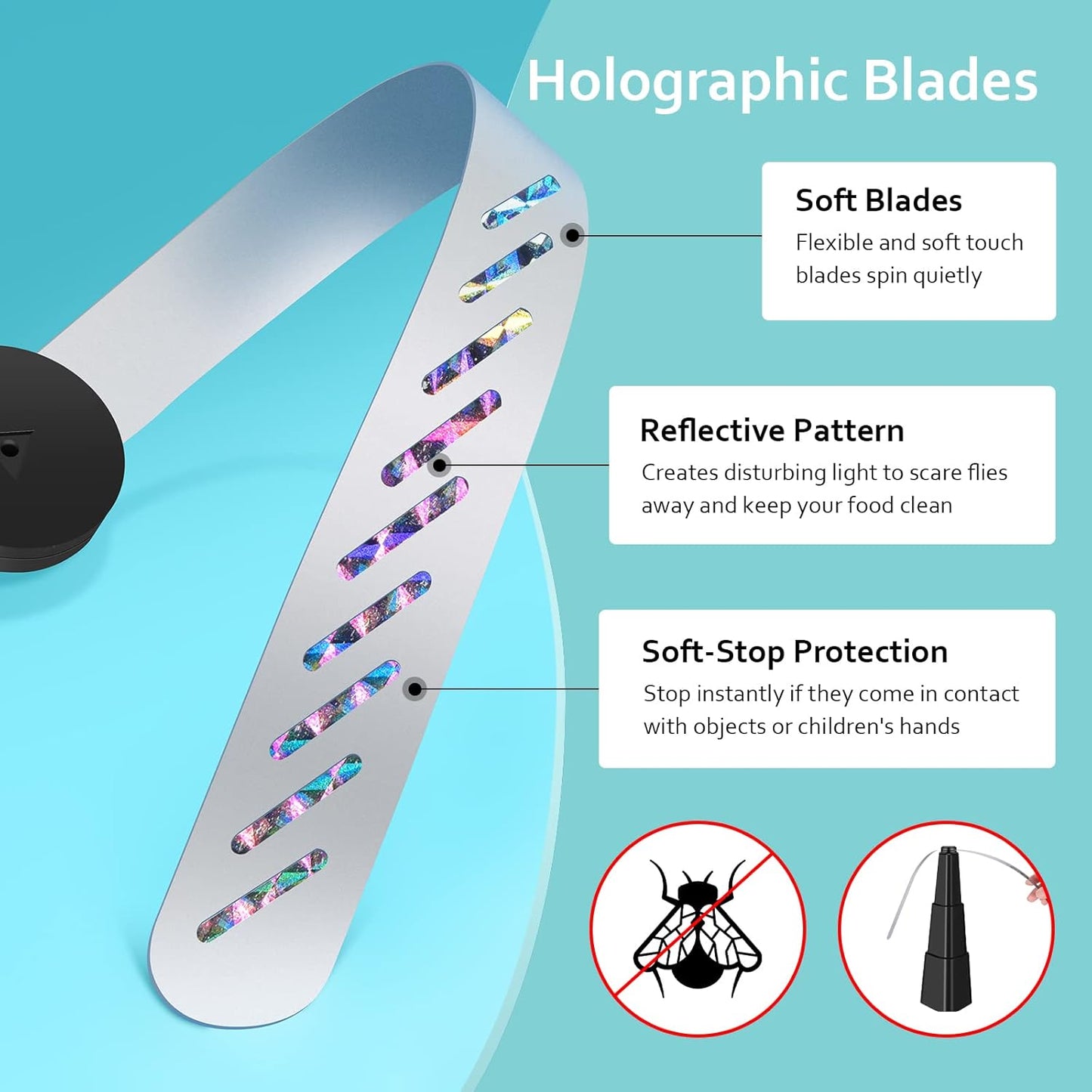 💐 Spring Deal | Treva Bug Fan Fly Deterrent with Holographic Blades to Clear Bugs, Mosquitoes, and Flies, Battery Powered Fly Fan