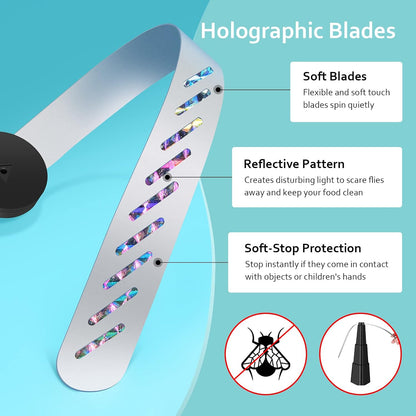 💐 Spring Deal | Treva Bug Fan Fly Deterrent with Holographic Blades to Clear Bugs, Mosquitoes, and Flies, Battery Powered Fly Fan