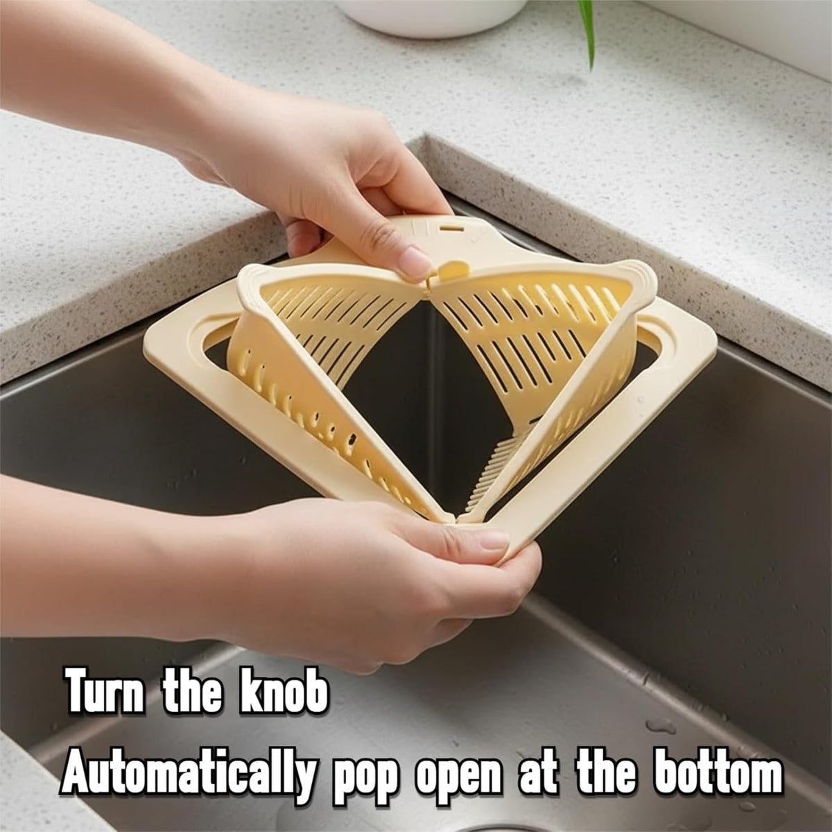 [DealsForYouDays] NiftyCuration Magnetic Drainage & Filter Basket, Triangular Sink Strainer with Twist-Open Bottom, Kitchen Sink Corner Rack for Draining & Storage, Punch-Free Installation, No Tools Needed