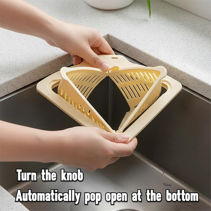 [DealsForYouDays] NiftyCuration Magnetic Drainage & Filter Basket, Triangular Sink Strainer with Twist-Open Bottom, Kitchen Sink Corner Rack for Draining & Storage, Punch-Free Installation, No Tools Needed