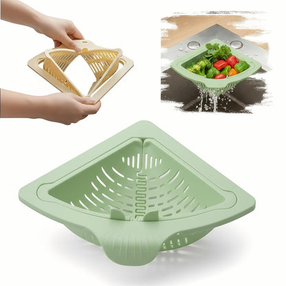 [DealsForYouDays] NiftyCuration Magnetic Drainage & Filter Basket, Triangular Sink Strainer with Twist-Open Bottom, Kitchen Sink Corner Rack for Draining & Storage, Punch-Free Installation, No Tools Needed