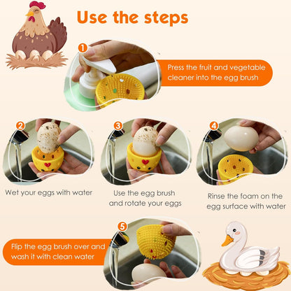 🐣 𝙀𝙖𝙨𝙩𝙚𝙧 𝙎𝙥𝙚𝙘𝙞𝙖𝙡 |Silicone Egg Cleaner Brush, Silicone Egg Cleaning Brush for Farm Fresh Eggs, Chicken Coop Cleaning Tools, Egg Washer, Chicken Coop Accessories