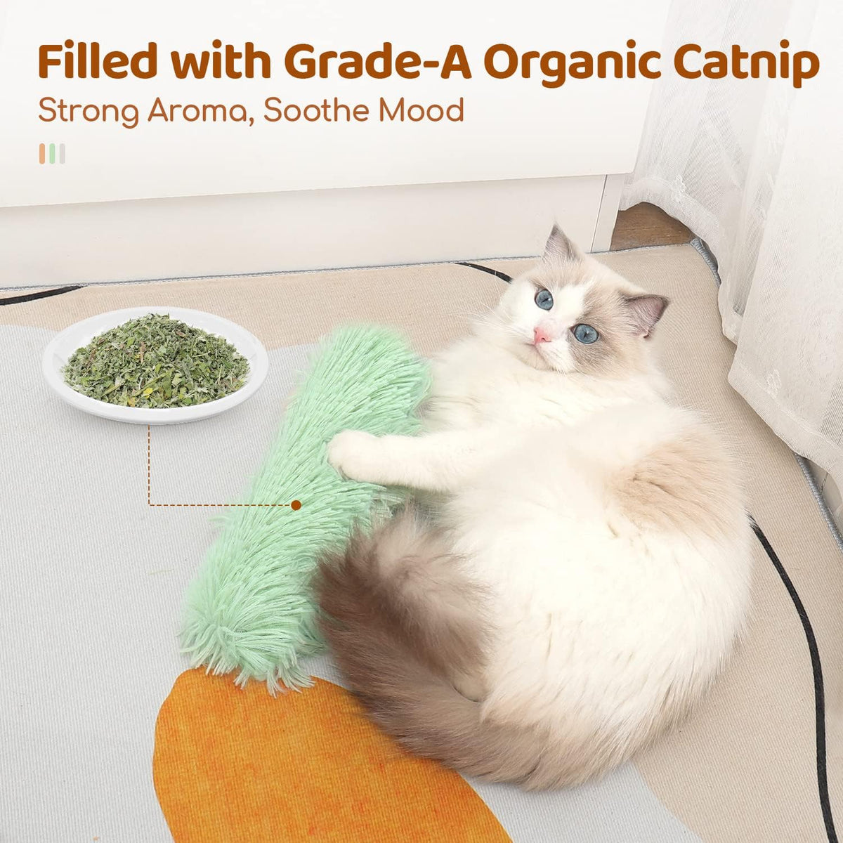 NiftyCuration Cat Toys Pillows, Soft and Durable Crinkle Sound with Catnip Inside, Interactive Indoor Kitten Kicker, Promotes Kitty Exercise