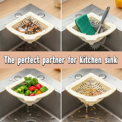 [DealsForYouDays] NiftyCuration Magnetic Drainage & Filter Basket, Triangular Sink Strainer with Twist-Open Bottom, Kitchen Sink Corner Rack for Draining & Storage, Punch-Free Installation, No Tools Needed