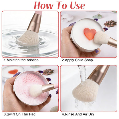Makeup Brush Cleaner Soap with Silicone Mat, Deeply Cleans Waterproof Makeup for Synthetic & Natural Brushes & Sponges – Vegan, Cruelty-Free & Easy-Rinse