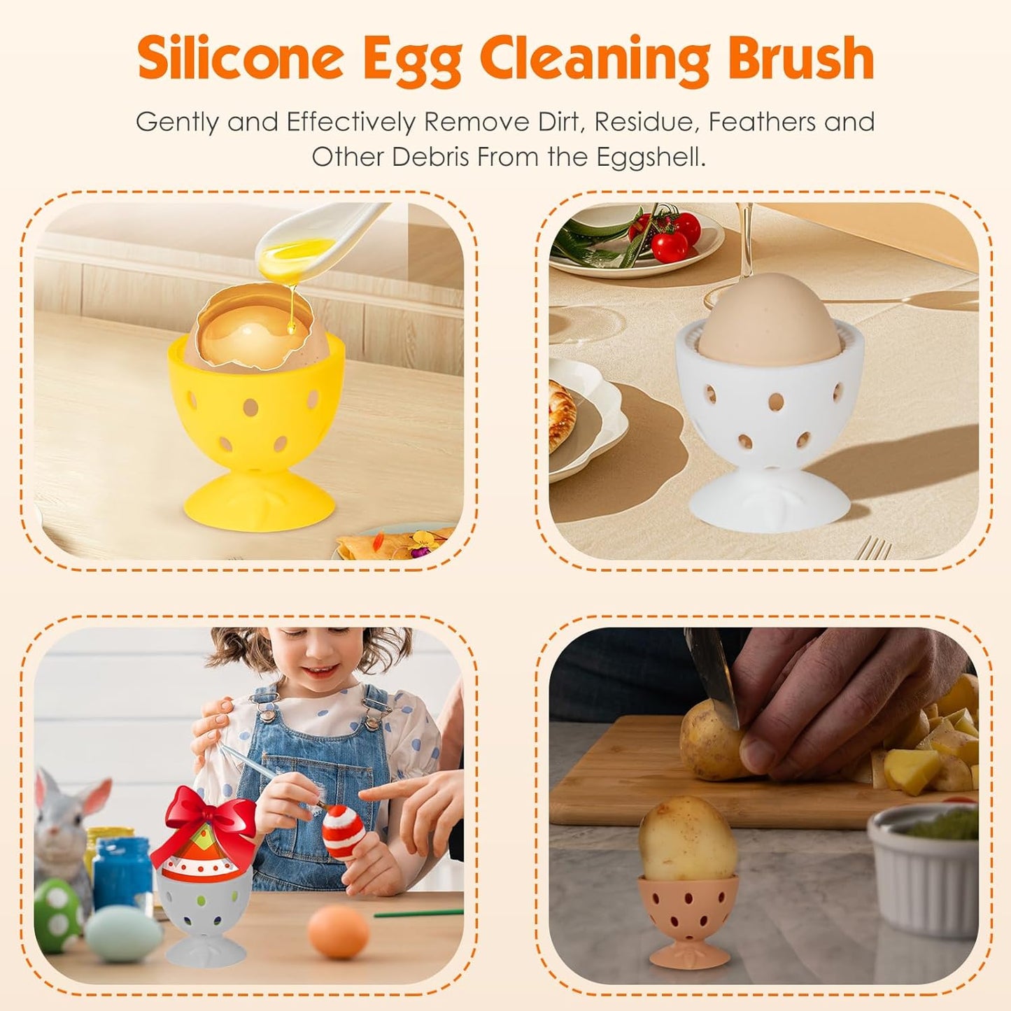 🐣 𝙀𝙖𝙨𝙩𝙚𝙧 𝙎𝙥𝙚𝙘𝙞𝙖𝙡 |Silicone Egg Cleaner Brush, Silicone Egg Cleaning Brush for Farm Fresh Eggs, Chicken Coop Cleaning Tools, Egg Washer, Chicken Coop Accessories