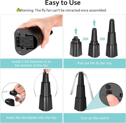 💐 Spring Deal | Treva Bug Fan Fly Deterrent with Holographic Blades to Clear Bugs, Mosquitoes, and Flies, Battery Powered Fly Fan