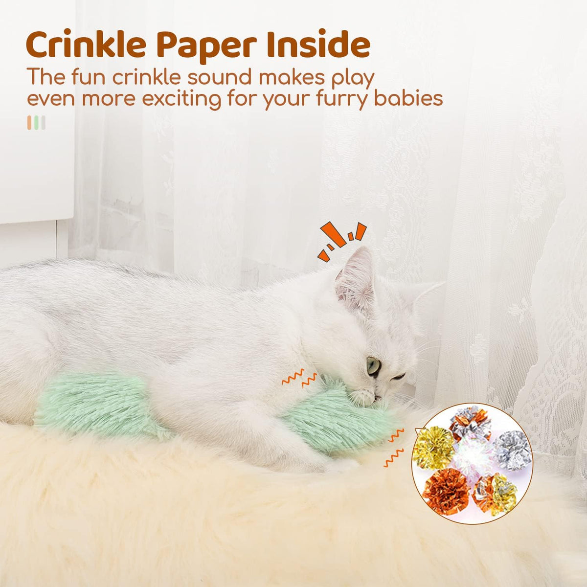 NiftyCuration Cat Toys Pillows, Soft and Durable Crinkle Sound with Catnip Inside, Interactive Indoor Kitten Kicker, Promotes Kitty Exercise