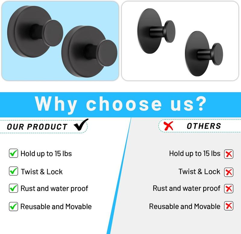Shower Suction Cup Hooks (2/4/6 PCS) with Replaceable Core, Vacuum Locking No-Drill Removable Self-Adhesive Hooks for Bathroom Glass Tile, Home Organizers Holds Towels, House Accessories for Apartment Stuff & Bathroom Decor Ideas