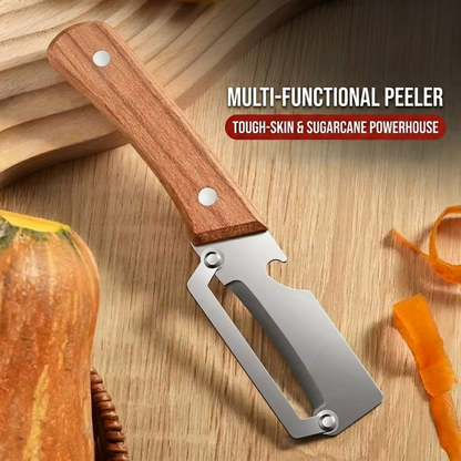 (𝙎𝙥𝙚𝙘𝙞𝙖𝙡 𝙋𝙧𝙤𝙢𝙤𝙩𝙞𝙤𝙣💖)NiftyCuration 2-in-1 Stainless Steel Vegetable Peeler with Wooden Handle & Bottle Opener