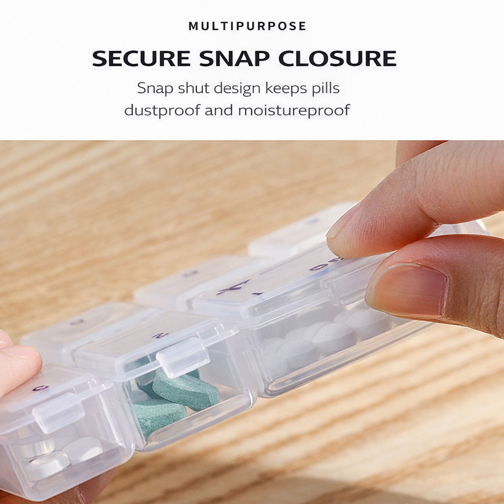 MCOIKY® Portable Weekly Pill Organizer – Travel Medicine Case with Daily Compartments