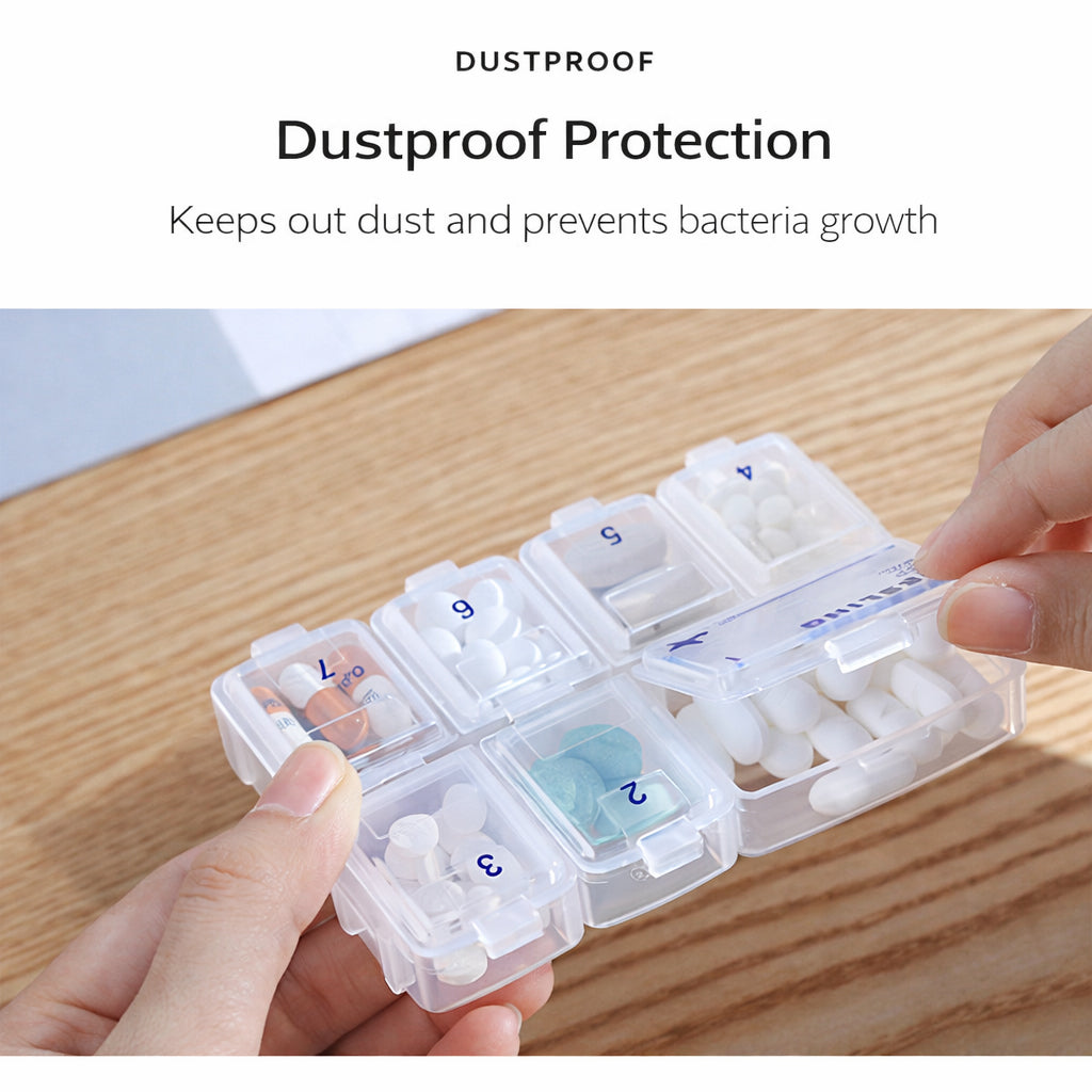 MCOIKY® Portable Weekly Pill Organizer – Travel Medicine Case with Daily Compartments