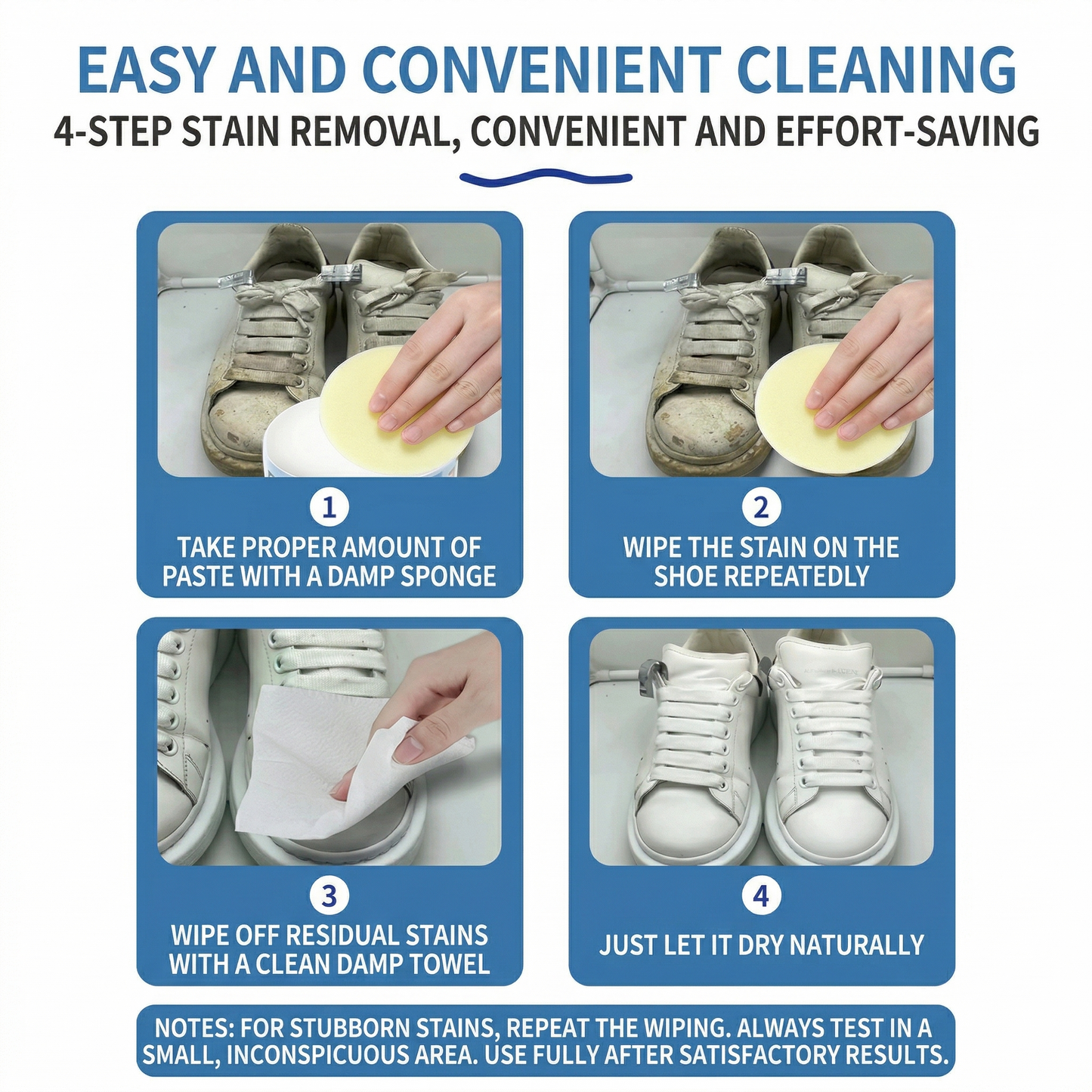 Multipurpose No-Wash White Shoe Cleaner Cream with Built-in Sponge for Leather Silicon Car Interiors 160g Mild Formula Gentle Non-Irritating Eco-Friendly
