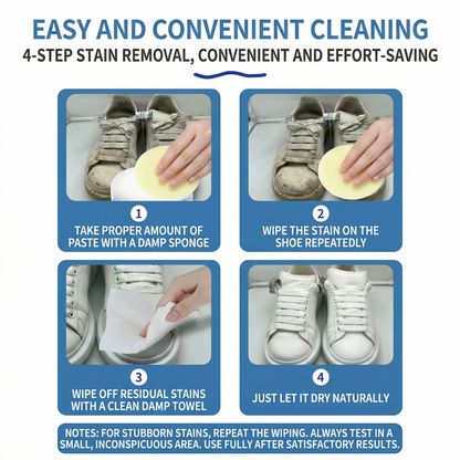 Multipurpose No-Wash White Shoe Cleaner Cream with Built-in Sponge for Leather Silicon Car Interiors 160g Mild Formula Gentle Non-Irritating Eco-Friendly