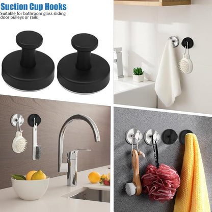 Shower Suction Cup Hooks (2/4/6 PCS) with Replaceable Core, Vacuum Locking No-Drill Removable Self-Adhesive Hooks for Bathroom Glass Tile, Home Organizers Holds Towels, House Accessories for Apartment Stuff & Bathroom Decor Ideas